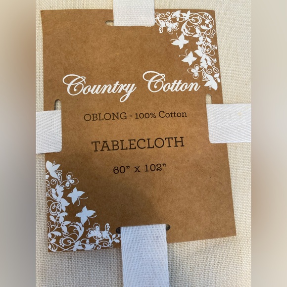 Country Cotton Neutral Oblong 60x102 Tablecloth 100% Cotton - Picture 3 of 8
